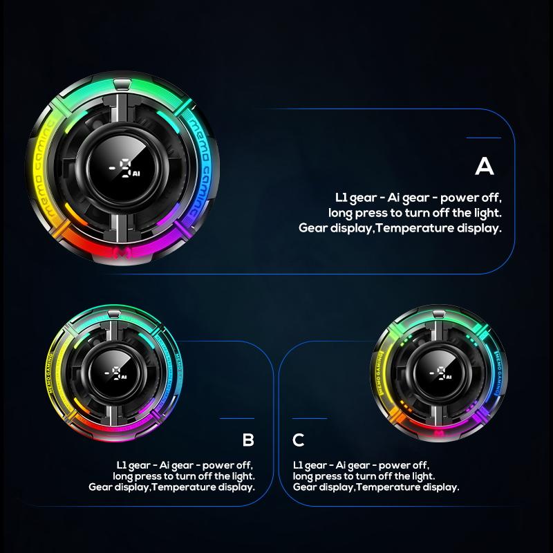 Large-Screen Display 5V3A Semiconductor Phone Cooler Radiator High-Power Magnetic Cooling with RGB Light AI Temp Control