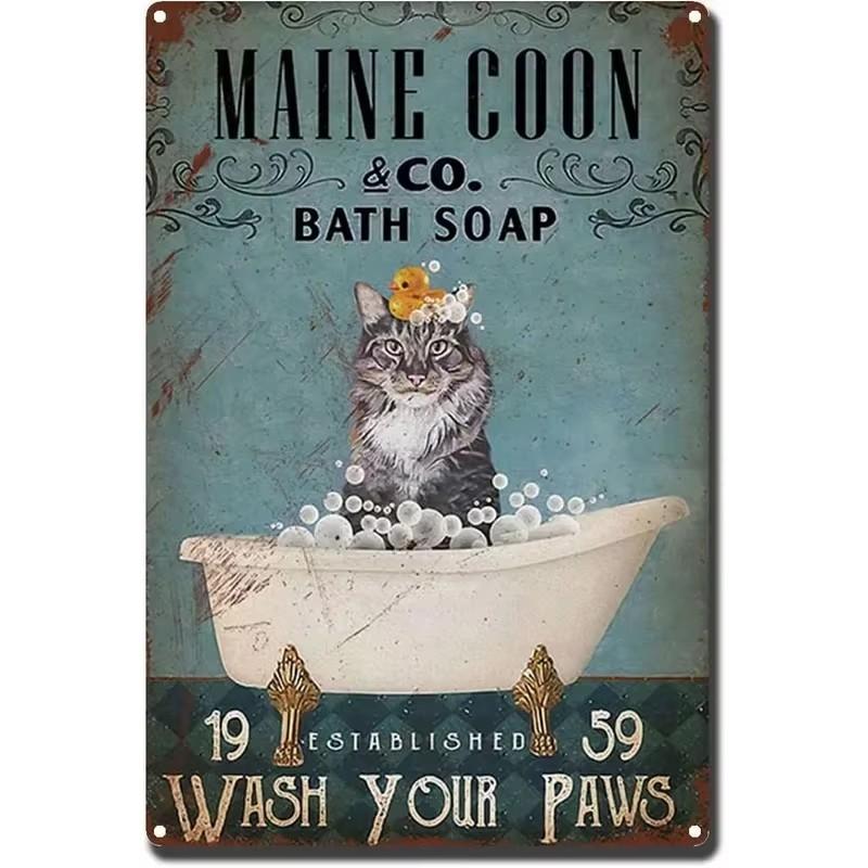Cartello in metallo retrò con gatto, per caffè, cartelli da cucina vintage, decorazioni da parete, perché l'omicidio è sbagliato, cartelli divertenti, decorazioni per bar, poster artistici