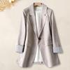 Gentlemen Suit Coat Elegant Female's Suit Coat with Lapel Collar Striped Cuffs for Business Outwear Commuting Style Blazers for W Practical Use