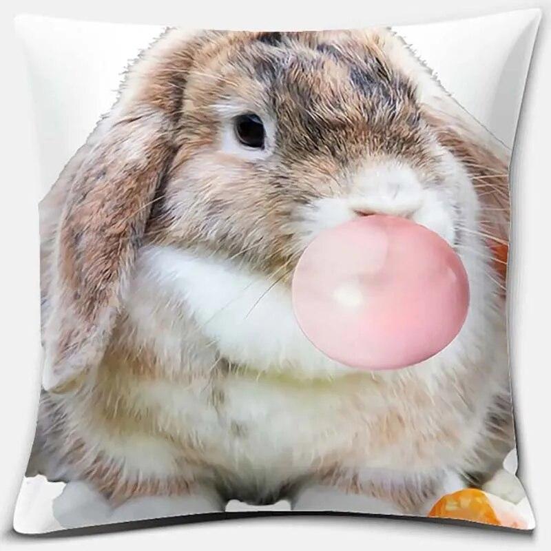 Cute Rabbit Series Pattern Pillowcase Square  Home Office Decoration