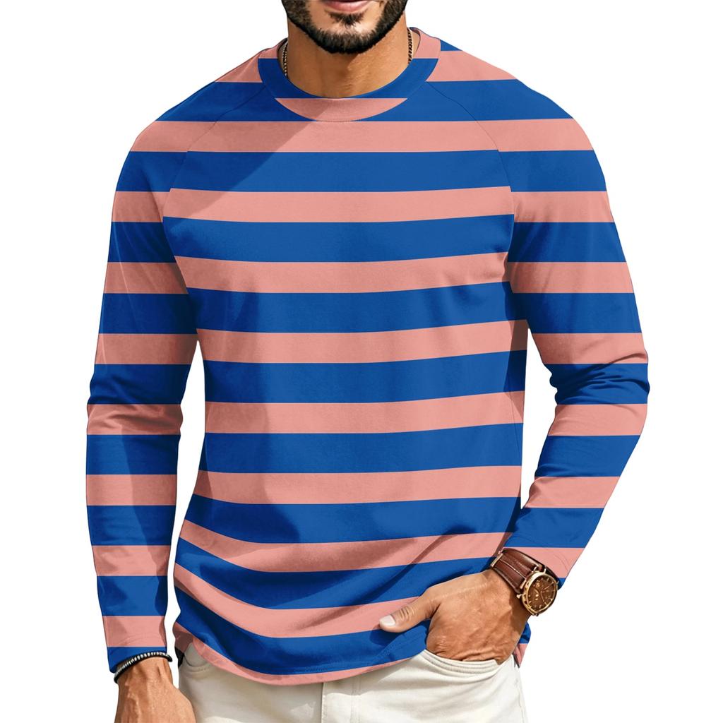 T-shirt casual da uomo a maniche lunghe raglan con girocollo per l'uso quotidiano