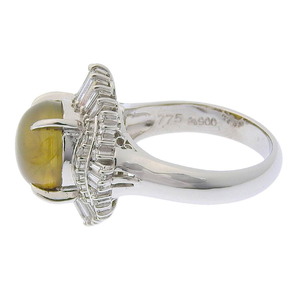 Ring Pt900Platina/Krysoberyll Katteøye/diamant #5.6(US størrelse) 10.6g Kvinner Brukt