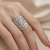 Chinese Miao Copper Drum Flower Ring – Hollow Cut-Out Pattern Adjustable Ring for Women, Ethnic Niche Design Finger Band