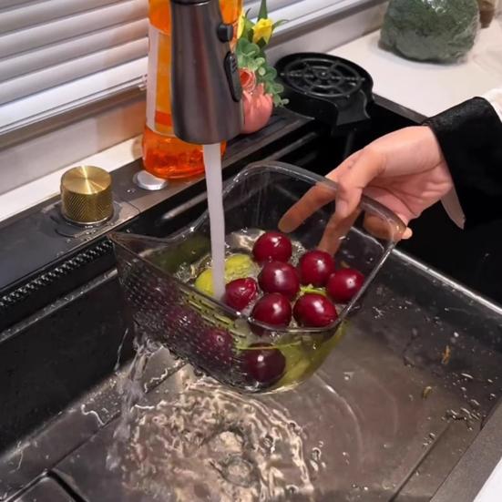 Drain Basket Portable Fruit Colander Large Capacity Food Grade BPA Free Sink Drain Basket Strainer Vegetable Washing Bowl