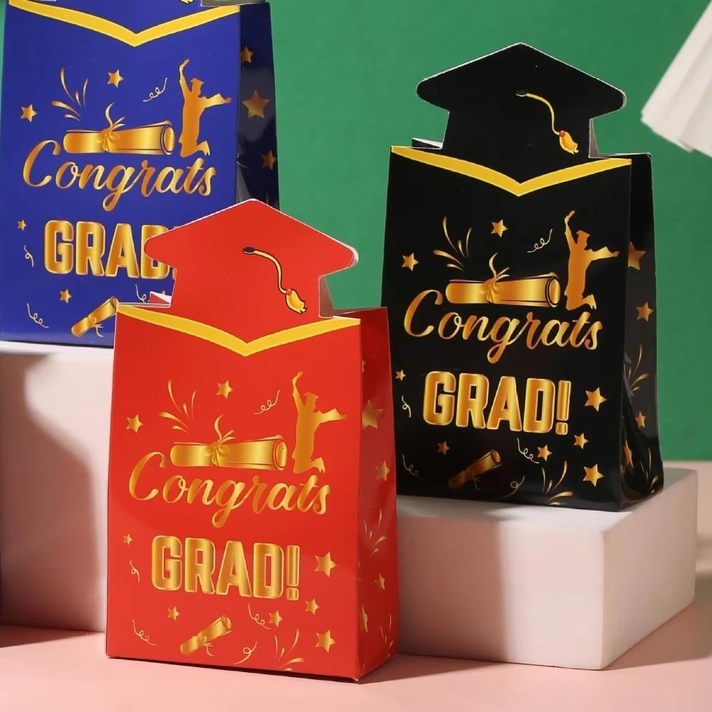20pcs Celebration Doctoral Cap Box Congrats Grad Candy Gift Bag Durable Chocolate Box Gift Giving