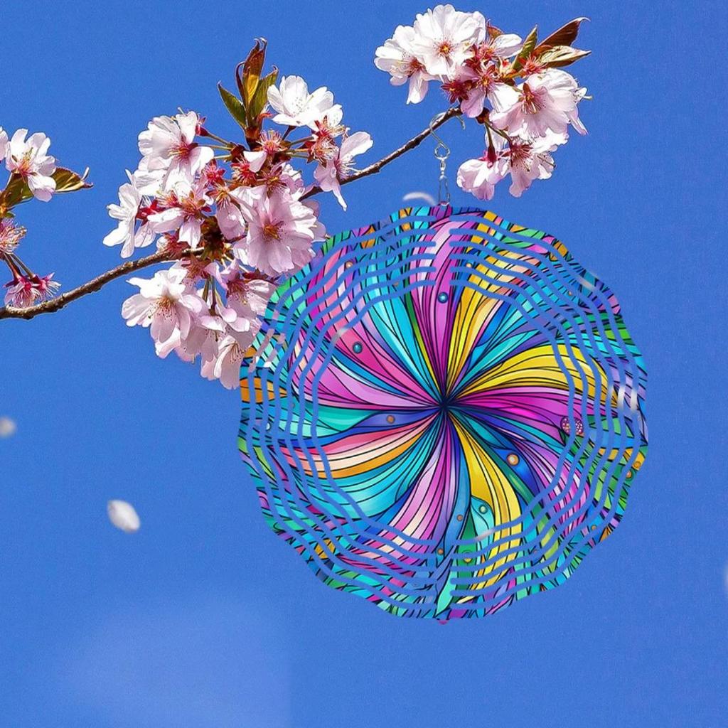 Handcrafted 2D Metal Wind Chime Mandala Floral Birds Design Outdoor Garden Patio Balcony Decor No Electricity Needed Weather Resistant