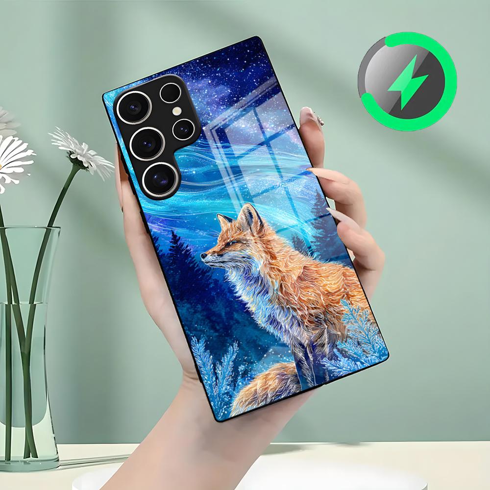 

Чехол для телефона Manta «Космические лисы» Для Samsung S26 S25 S24 S23 S22 S21 S20 Edge Ultra Plus FE Для Magsafe Стеклянный чехол Galaxy S22 Plus