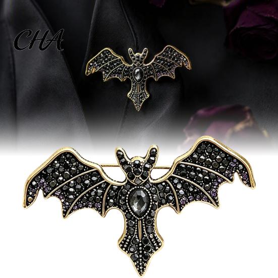 Daily Wear Decorative Pin Halloween Rhinestone Bat Brooch, Retro Gothic Shaped Lapel Brooch Pin, Jewelry Accessory for Clothing Bags Scarves Sweaters