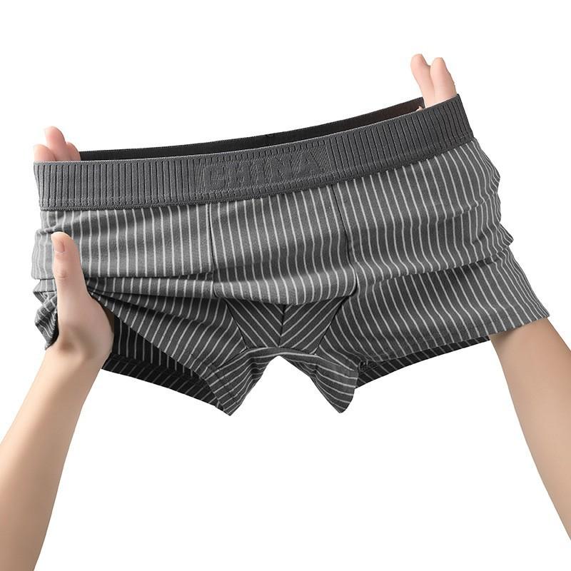 Men's Striped Loose Breathable Flat Angle Underwear Mid Waist Men's Underwear