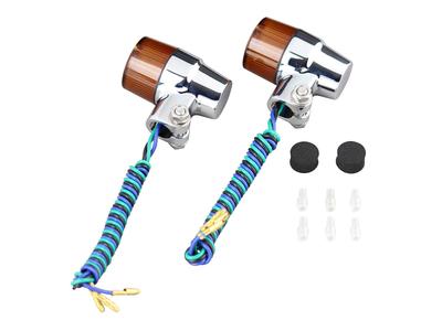 POSH 093432 Motorcycle Supplies, Superbike Mini Type Turn Signal, For Double Spheres, Plated Body/Orange Lens