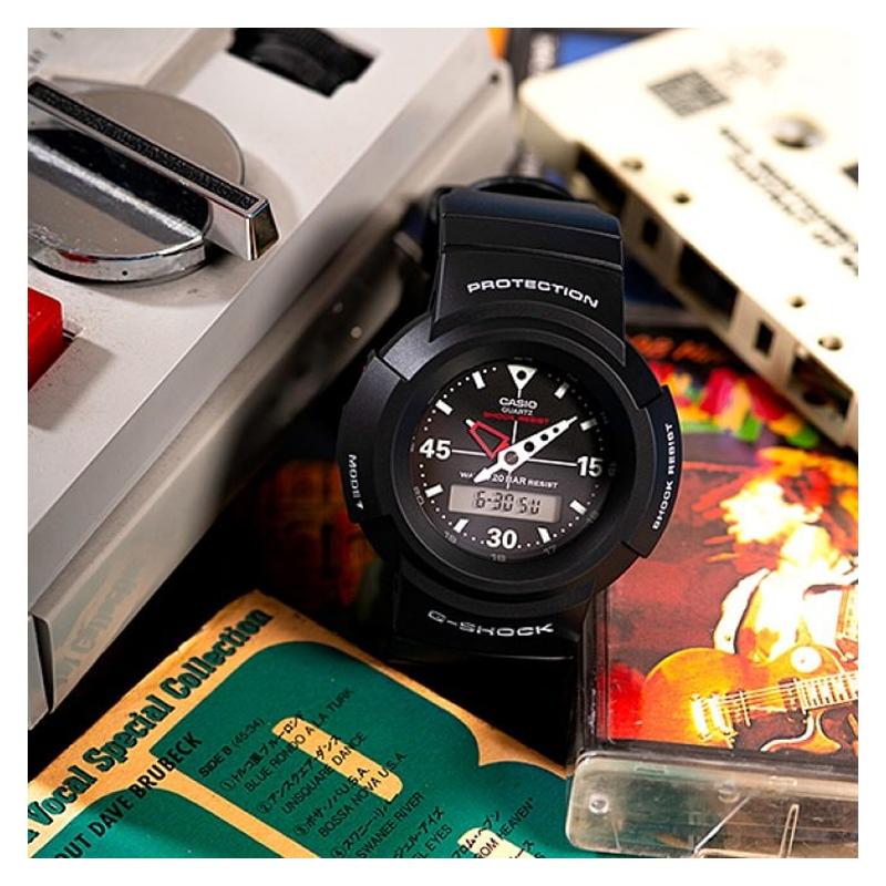 Casio Série Display Duplo LCD/Ponteiro Série G-SHOCK Retorno Retro Moda de Rua Casual À Prova d'Água e de Choque Esportivo Movimento a Quartzo AW-500E-1EPRD