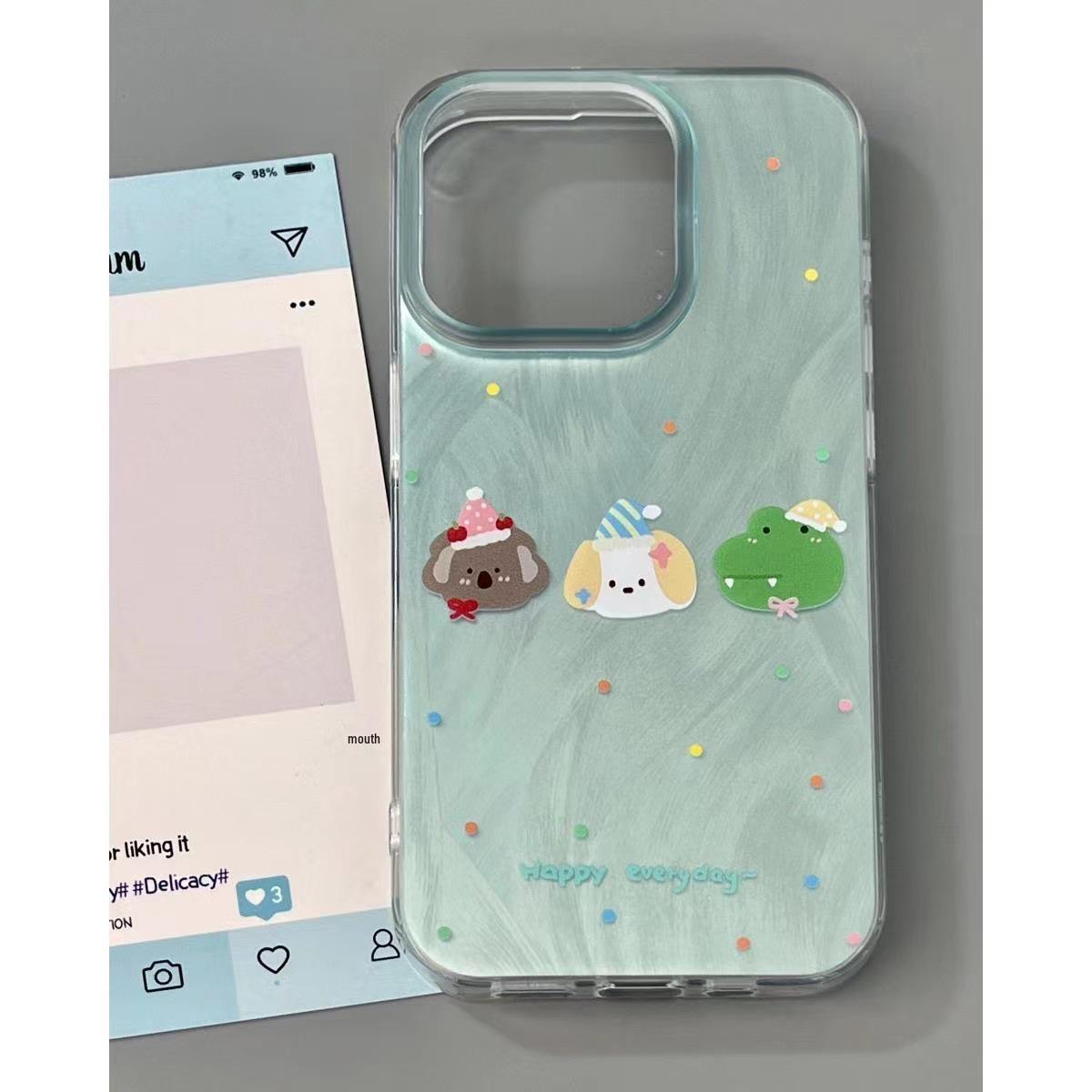 

Mint Green Animal-Themed iPhone 16 Pro Max Case - Compatible with iPhone 11, 12, 13, Creative Design, Large Camera Hole. iPhone 15 Pro Max