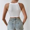 2026 Spring and Summer New Elegant Sexy Halter Tassel Vest Short Slim and Skinny Button White Crop Top Women's Clothing