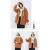 Couple's Corduroy Hooded Jacket with Thick Velvet for Autumn and Winter Men's Fake Two-piece Hoodie Jacket