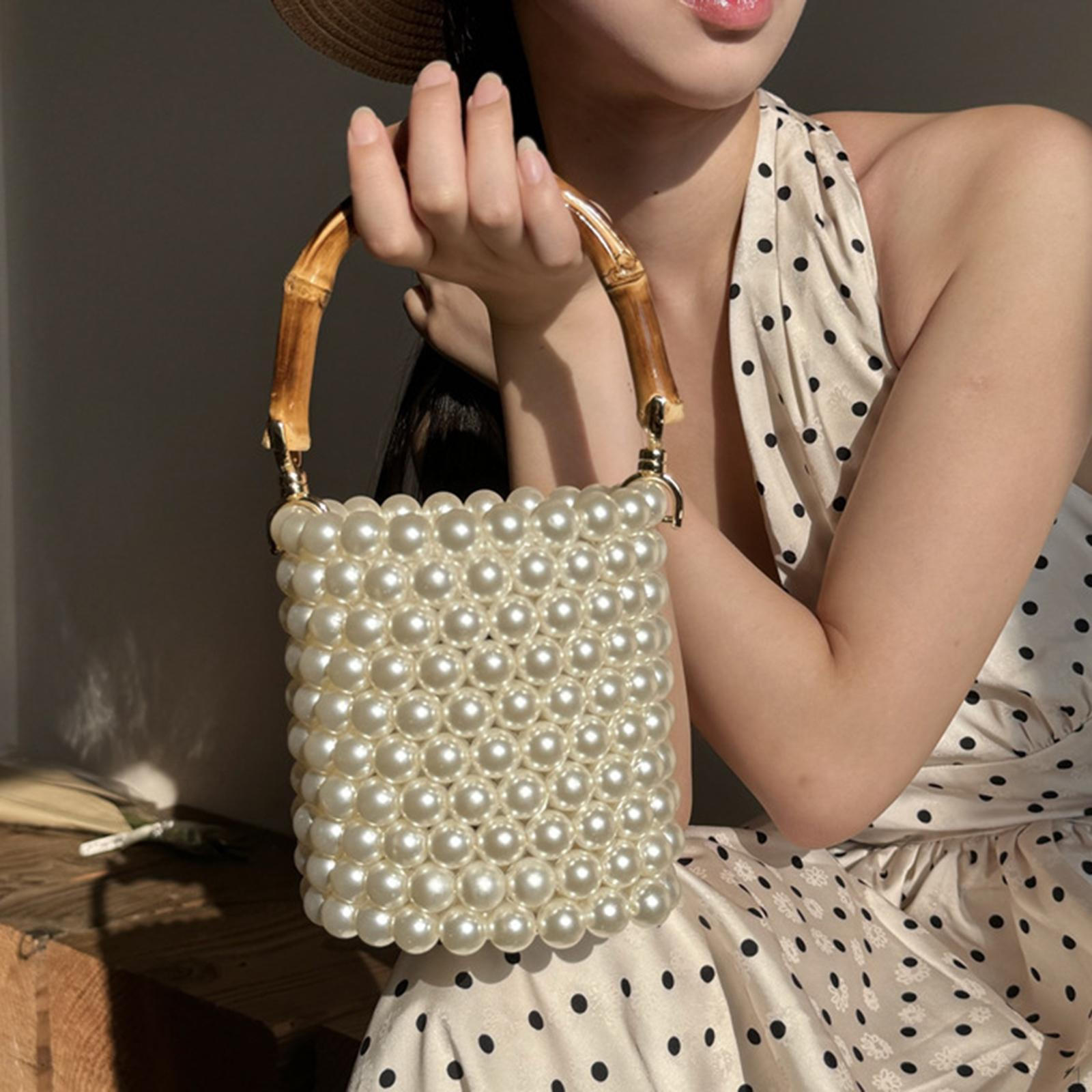 

Женская сумка-ведро с бисером для хранения вещей для поездок на работу и шопинга на открытом воздухе белый