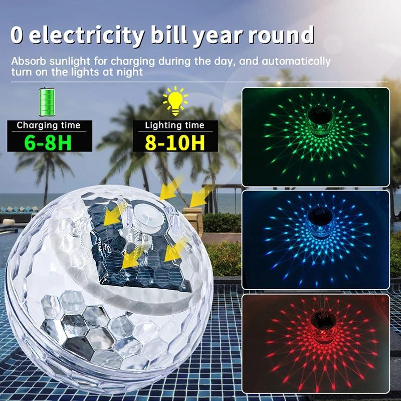 Floating Pool Lights, Floating Solar Pool Lights with RGB Color Changing Waterproof Pool Lights That Float for Swimming Pool