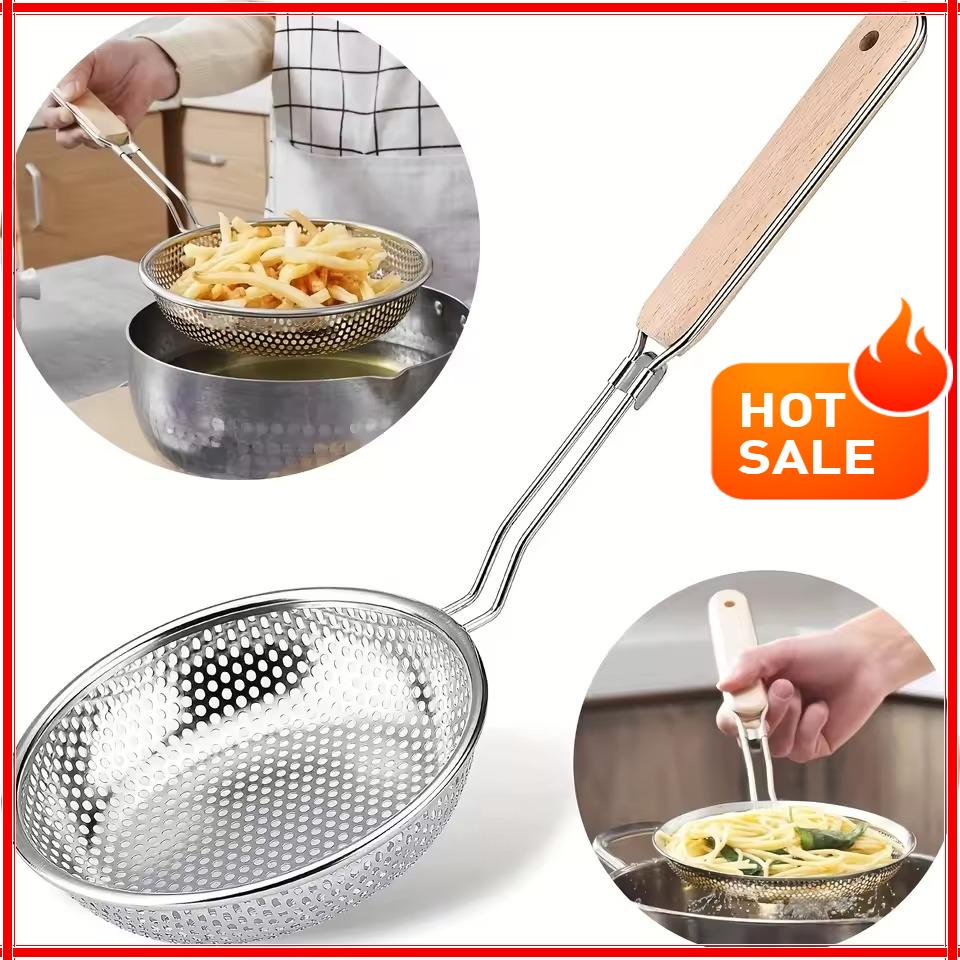 Stainless Steel Fine Mesh Skimmer Spoon for Noodles Spaghetti Colander