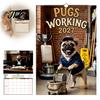 Home Study Room Decoration 2027 Pugs Working Wall Calendar, Funny Dog Hanging Office Organizer 12 Monthly Planner with Unique Illustrations for Decor
