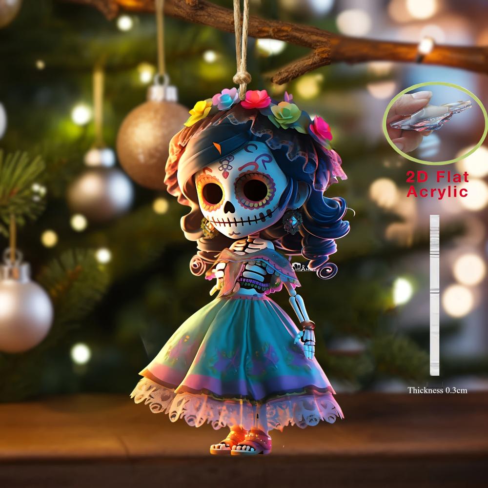 2D Flat Acrylic Pendant Mexican Doll Holiday Ornaments Perfect for Christmas,Carnival,New Year, Halloween - Holiday Home, Office and Party Decorations
