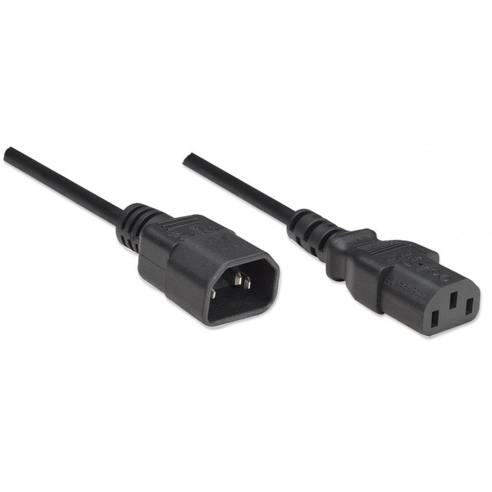 Manhattan C14 To C13 /F Power Cable Extension Cable 1m Black