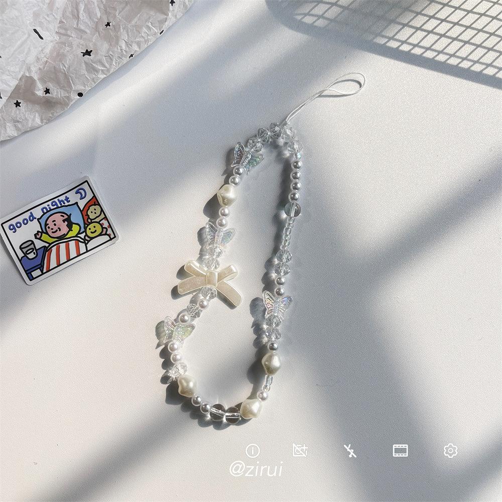 Cute Phone Charms Beaded Strap Cellphone Keychain Bear Butterfly Heart Cool Charm for Bag Keyring Camera Pendants Decor