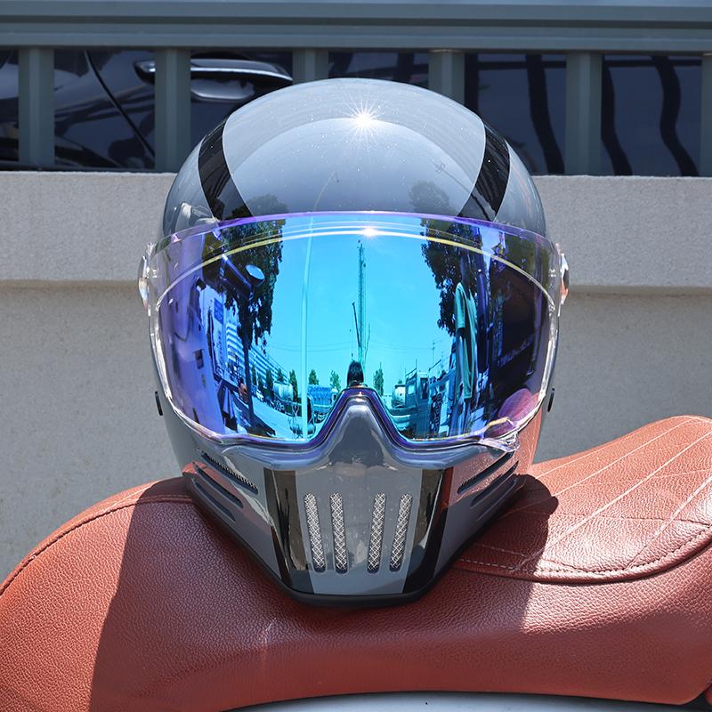 Vintage Full Face Motorcycle Helmet Men Women All Weather DOT Certified ABS Windproof Comfort Liner Motorbike Gear