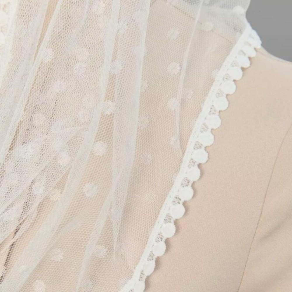 Polka Dot Triangular Scarf Thin Bridal Face Covering Permanent Lace Headscarf  Prayer Use