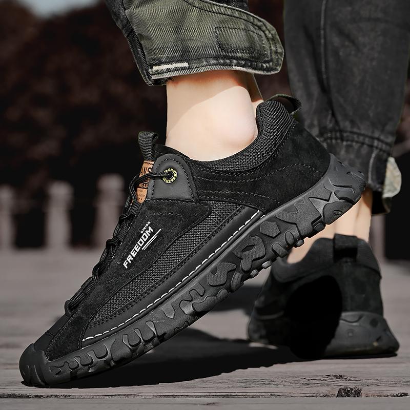 Four Seasons Men's Pigskin Mesh Breathable Retro Casual Shoes Large Size Casual Shoes Lightweight Ankle Boots