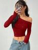 Rocker Studded Shoulder Strap Long Sleeve T-Shirt Women Spring Imported Ins Slim Knit Cami Top