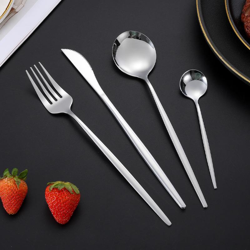 30Pcs Cutlery Set Stainless Steel Knife Fork Tea Spoon Dinnerware Set Western Golden Flatware Mirror Polishing Silverware Set