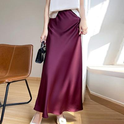 Hip Fishtail Skirt: 2025 Spring/Summer High Waist Satin A-Line Skirt