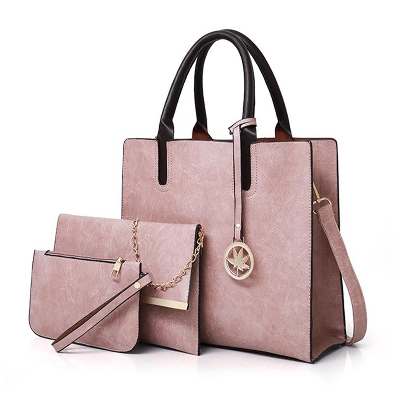 

Женские сумки большой вместимости, сумки для новых мам и детей, сумки для мам и детей, большие сумки, наборы из нескольких предметов, модные и простые наплечные сумки. розовый