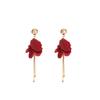 Red Petal Earrings  Elegant and Fashionable Flower-shaped Earrings for Women