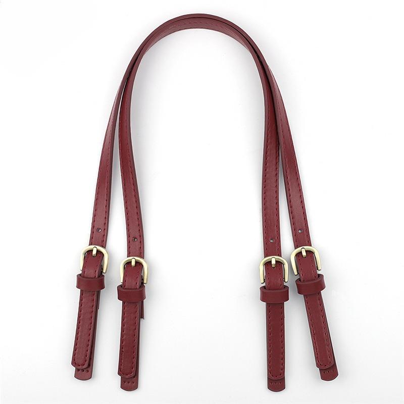 1Pc Removable Double Buckle Leather Bag Strap, Pressed Line Crossbody Shoulder Bag Strap Pu Stitch DIY Handmade Bag Strap