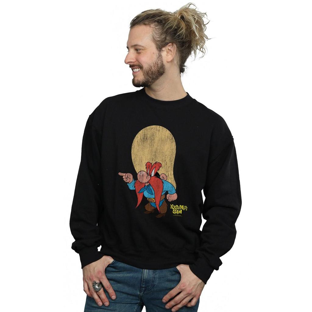Looney Tunes Mens Yosemite Sam Distressed Sweatshirt