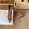 Fashion Female Low Heel Women Stretch Ankle Boots Zippers Shoes Fashion Pointed Toe Sexy Ladies Short Modern Boots Shoes Pumps