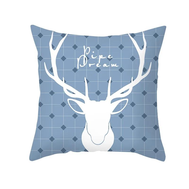 Büro Wohnzimmer Hause Kissenbezug Frische Elch Blau Muster Kissenbezug Auto Ornamente