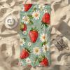 Sandproof Microfiber Beach Towel, Strawberry Daisy Watermelon Print Soft Quick Dry Absorbent for Swimming Camping Bathing Fun