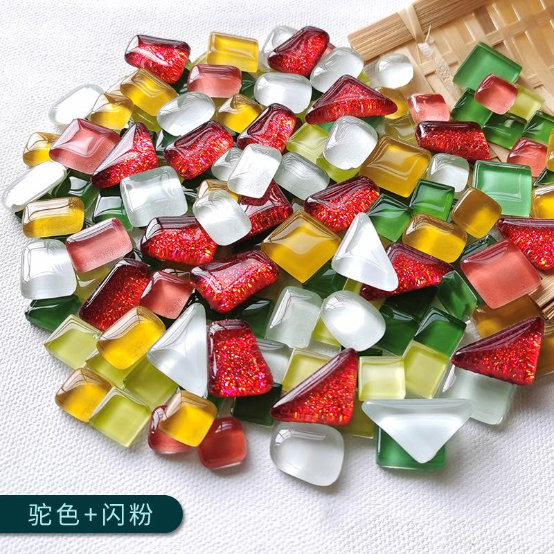 100g Diy Mix Color Glitter Glass Mosaic Stones Mosaic Tiles Glass Pebbles Crafts Material Puzzle For Diy Mosaic Making Arte