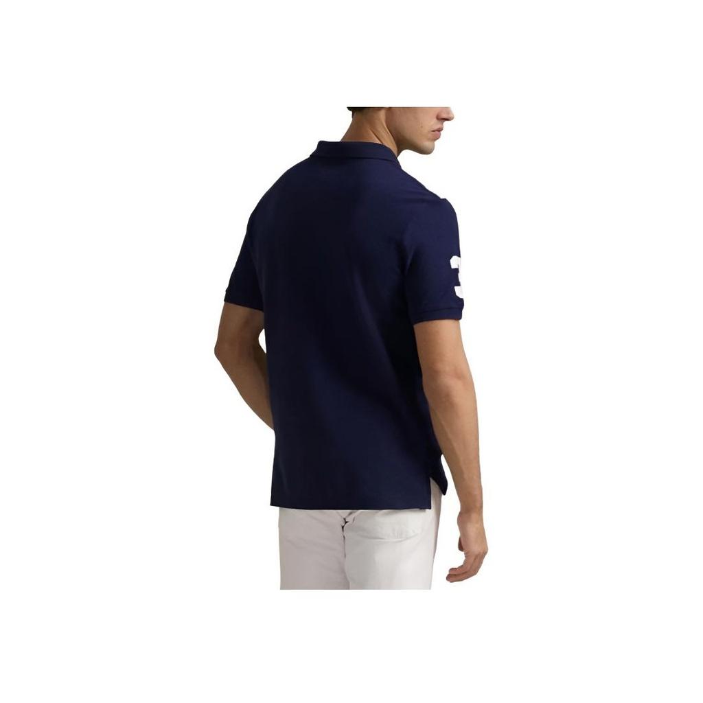 Polo Ralph Lauren Embroidered Slim Fit Button Short Sleeve Polo Shirt Men Tops Navy-Blue 710969620-001