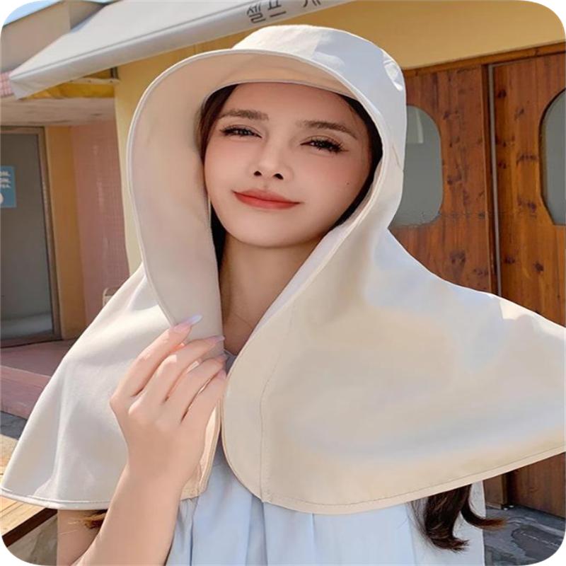 Full Coverage Extra Large Brim With Shawl Fisherman Hat For Women Summer Quick-Dry Neck Protection Sunshade Sunscreen Flat Top Cycling Equestrian Hat