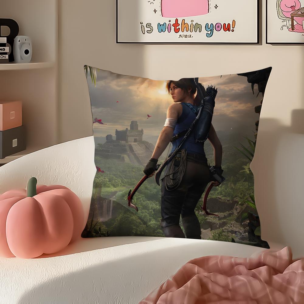 Action Game Franchise TTomb Raider Cushion Cover Pillowcase Short Plush Invisible zipper Room Sofa Cushion Cover
