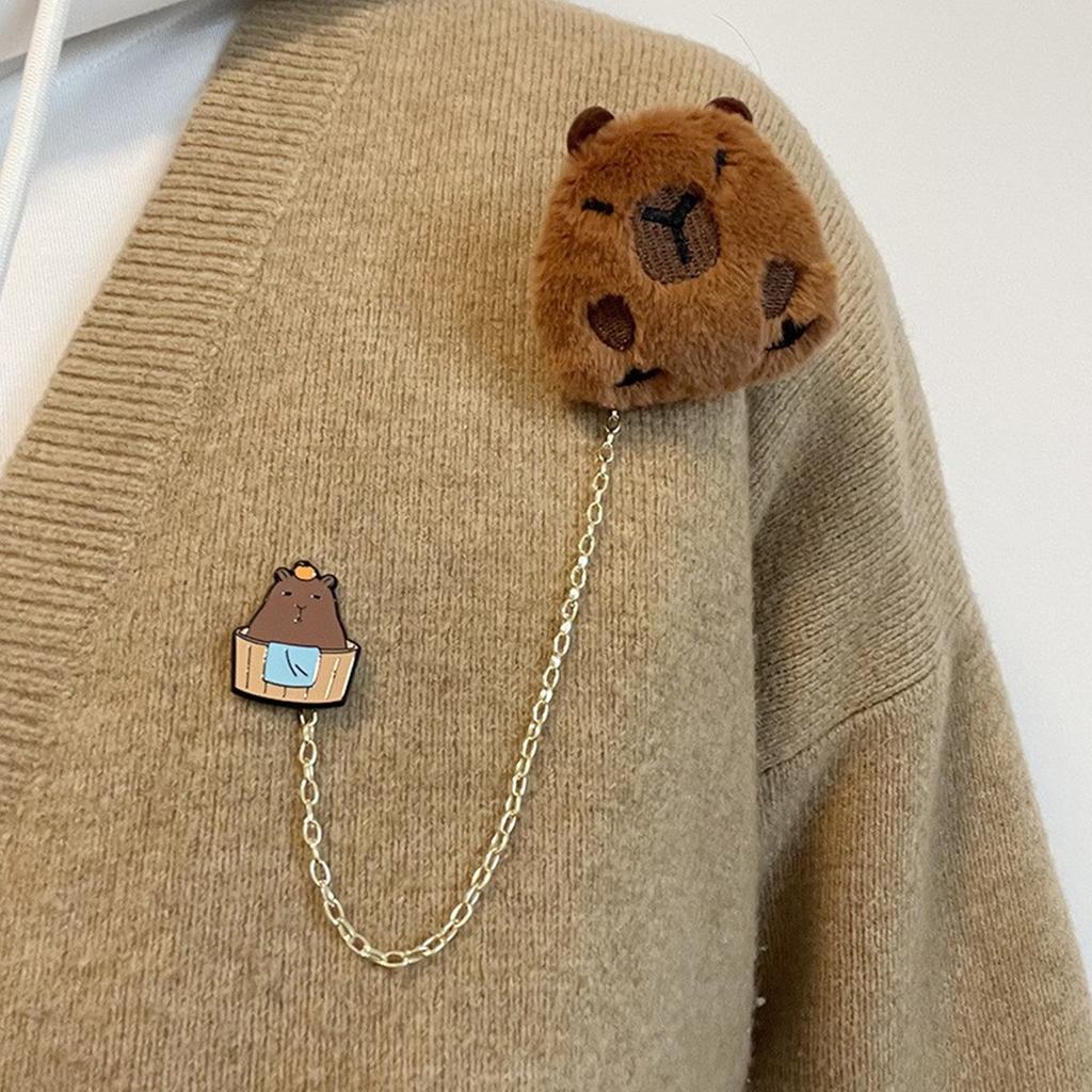 Trendy Cartoon Capybara Badge Capybara Brooch Cute Lapel Pin Fashionable Accessory Alloy Material for Daily Parties Wear