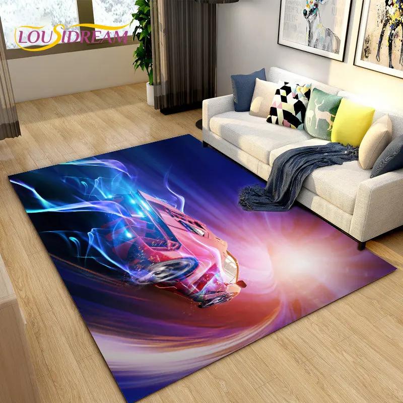 Yeni 3D Spor Araba Konsept Araba Alan Halısı, Oturma Odası Yatak Odası Kanepe Kapı Paspası Dekorasyonu için Halı, Çocuk Oyun Kaymaz Yer Matı