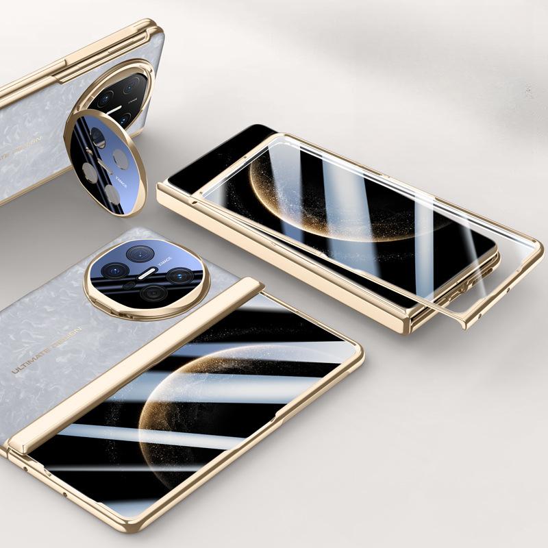 Huawei Matex6 Phone Case Film Integrated Electroplated Folding Spring Hinge Anti-drop Bracket X6 Men's Plain Leather Case