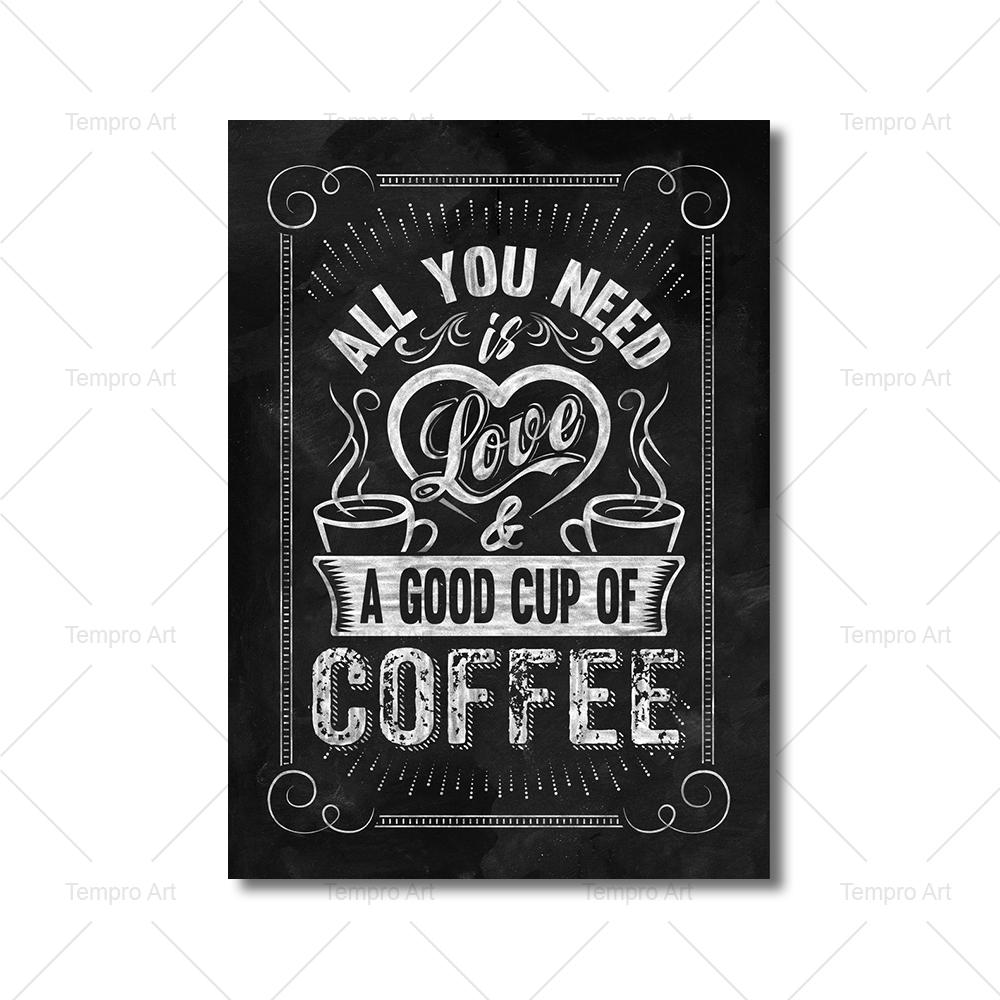 Canvas Painting Retro Wall Pictures Coffee Shop Decoration Coffee Art Vintage Style Chalkboard Poster Prints Cafe Kitchen Decor