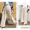NONELECEDOLE Wide Leg Long Plus Elastic with Solid Loose Perfect for and Autumn Women's Pants, Pants, Cotton-Linen, Sizes, Waist, Lightweight,