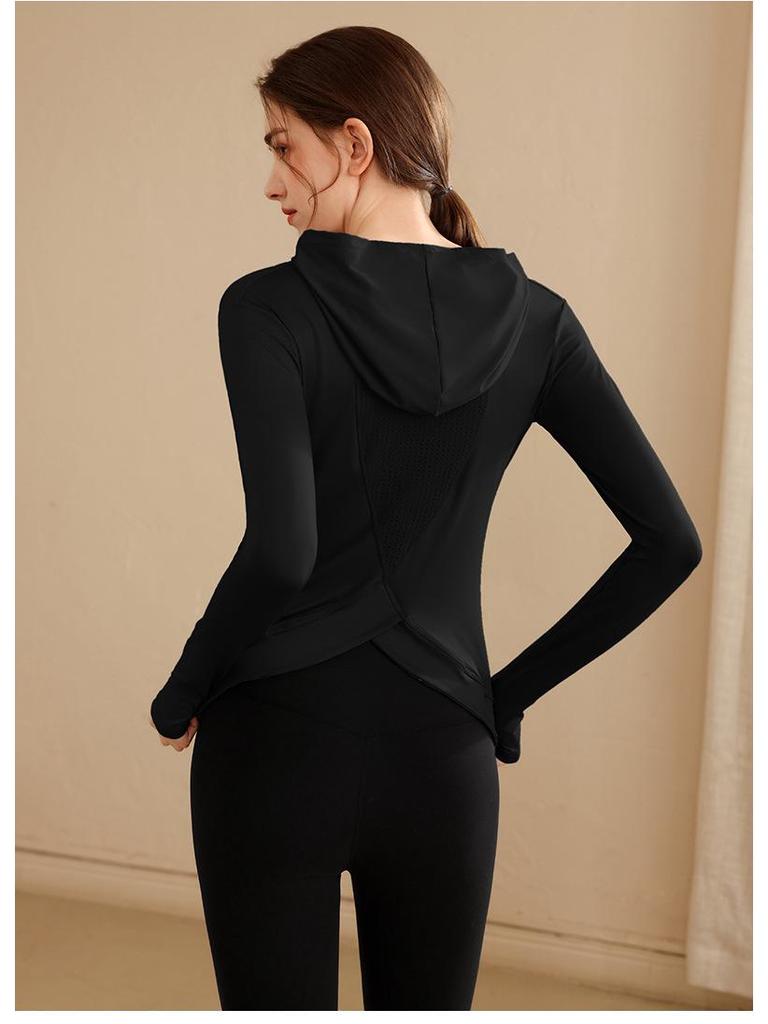 Women's Peach Heart Slim Fit Hoodie - Breathable Long Sleeve Fitness & Yoga Top