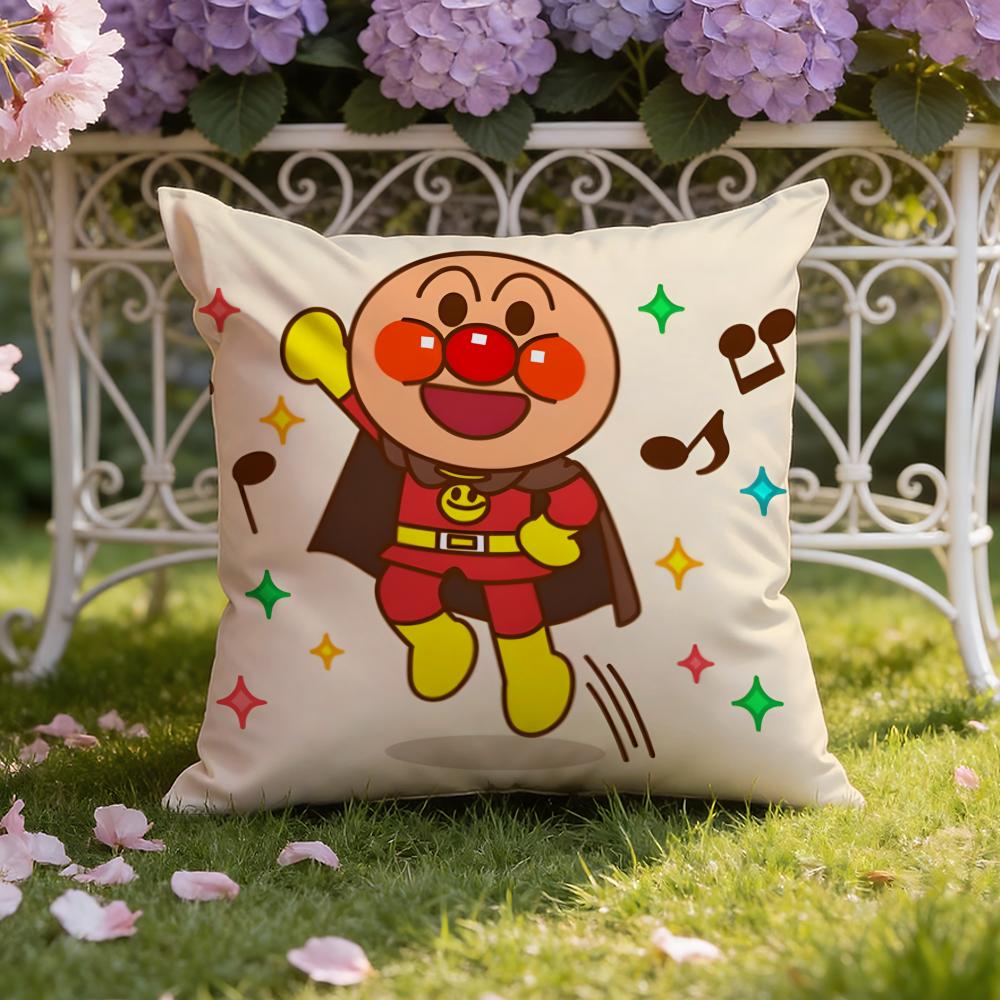 Cute A-Anpanman anime Cushion Cover Home & Car Dual-Scene Pillow Cover: Reversible for Premium Comfort