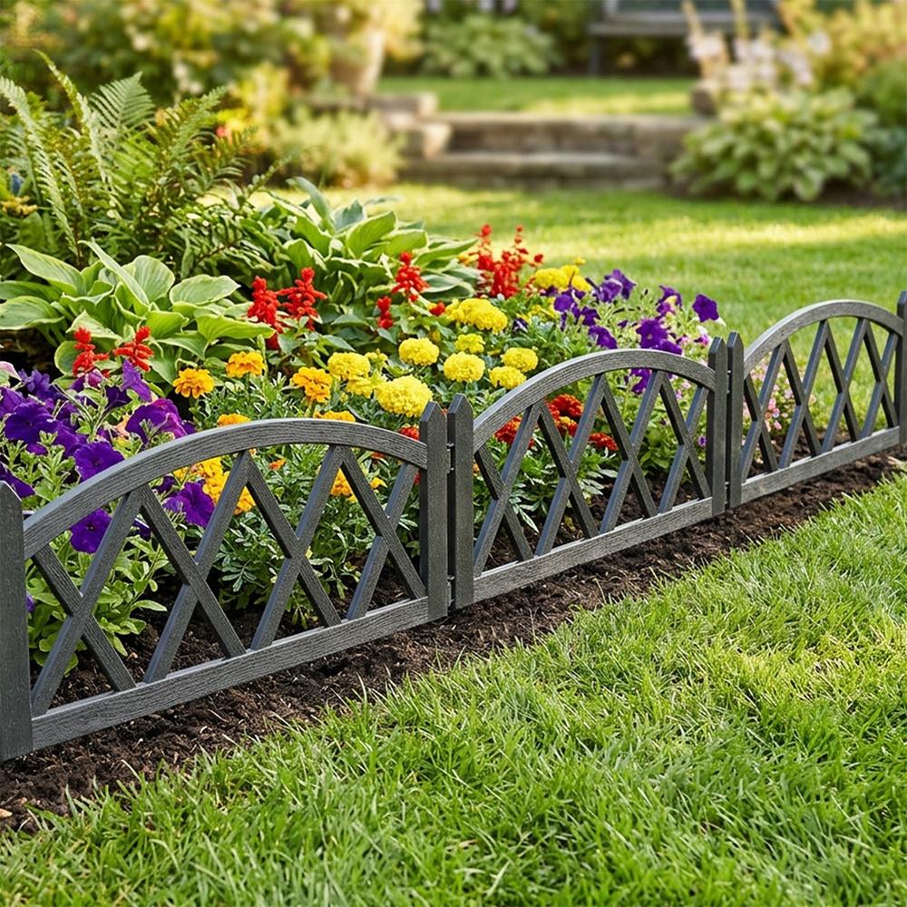 4X Płotek Ogrodowy Szary Border Palisada Obrzeże Trawnika Grządki 228 Cm